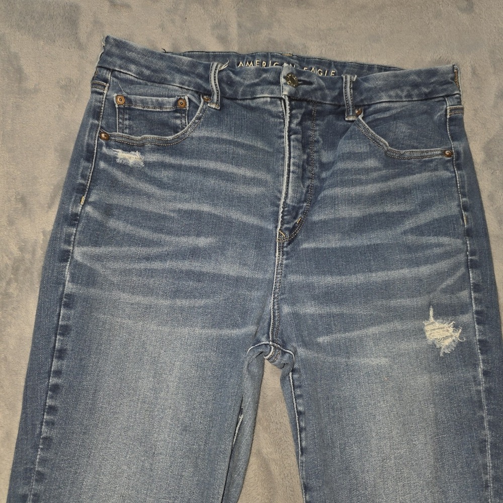American Eagle The Luxe Jean Super High Rise Jeggings Distressed Size 14 Long